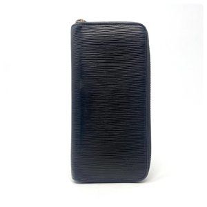 Louis Vuitton Black Epi Leather Zip Wallet with Gold Zipper